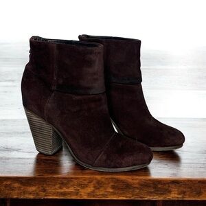 Rag & Bone New York Women's Size 10 Purple Burgundy Suede Newbury Heeled Bootie